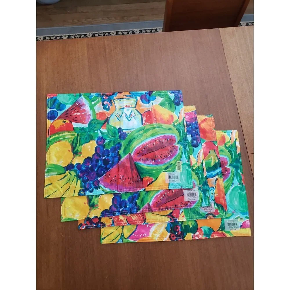 Watercolor Vinyl Placemats Fruit Daiquiri Set Of Four‎ Dillards 19x14